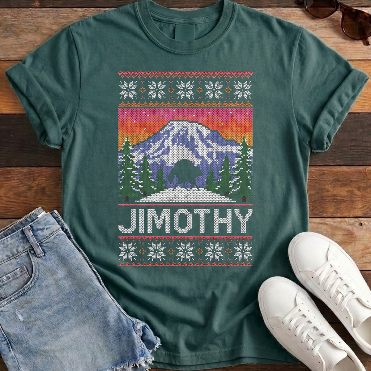 Jimothy Rainier Ugly Sweater Tee - Blue Spruce