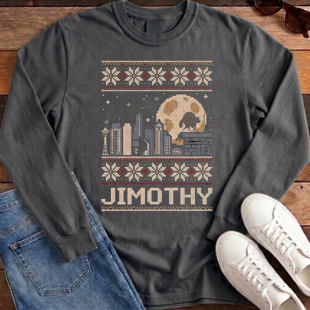 Jimothy City Ugly Sweater Long Sleeve - Pepper