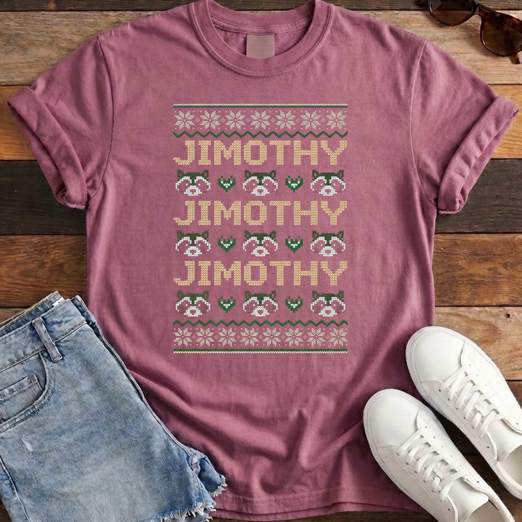 Jimothy Repeat Ugly Sweater Tee - Berry
