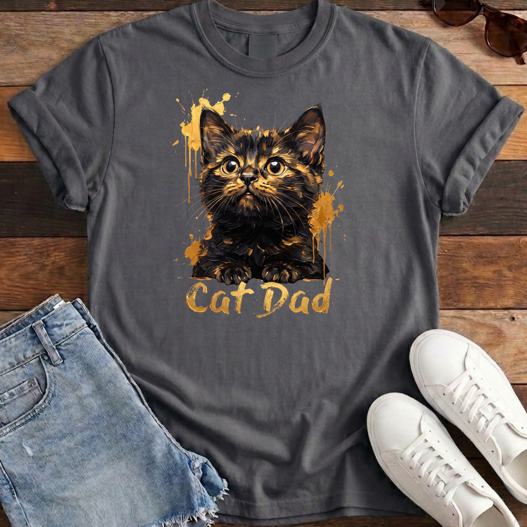 Cat Dad Gold Tee - Pepper