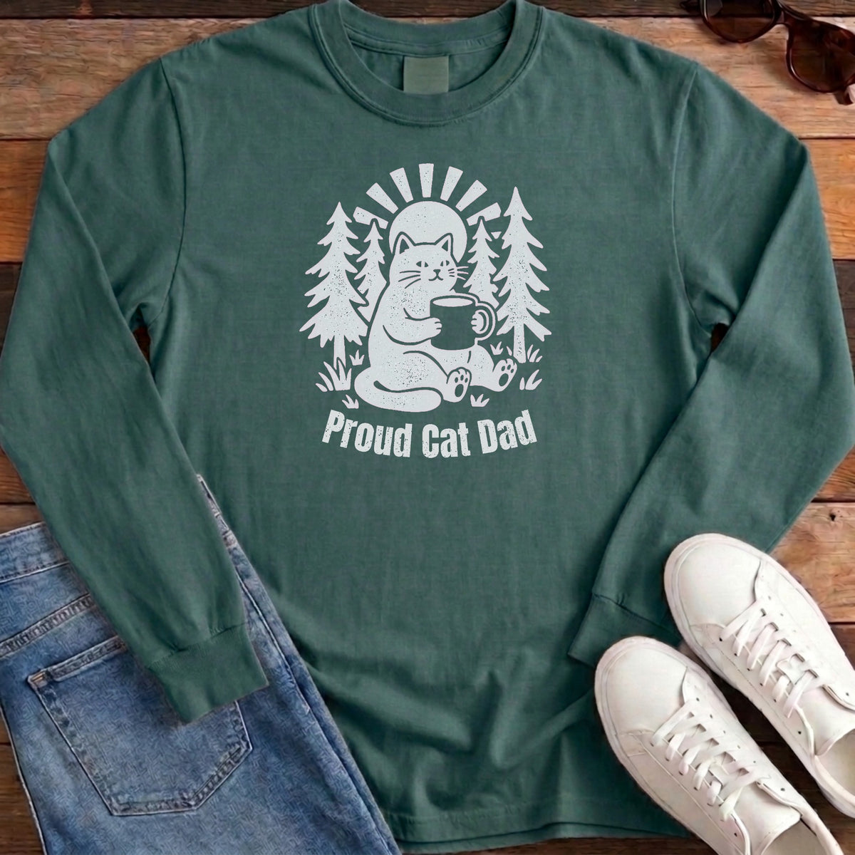 Proud Cat Dad Long Sleeve - Blue Spruce