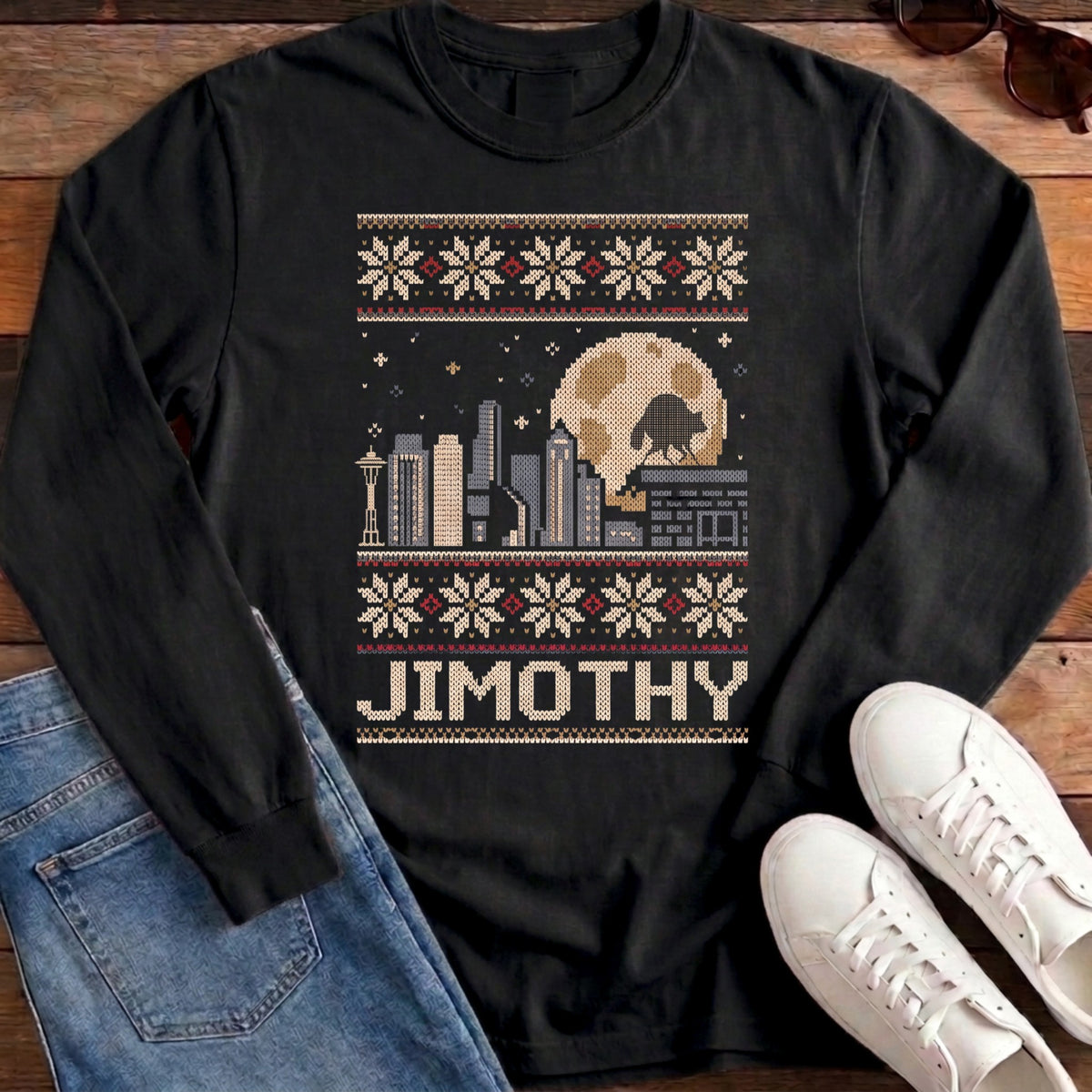 Jimothy City Ugly Sweater Long Sleeve - Black