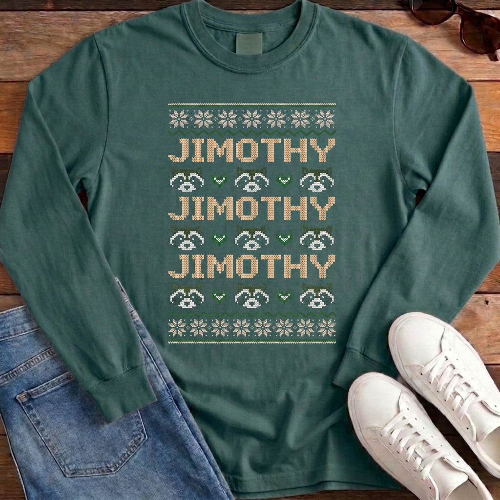 Jimothy Repeat Ugly Sweater Long Sleeve - Blue Spruce