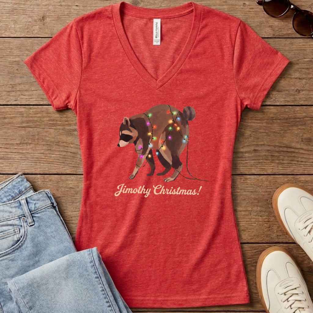 Jimothy Christmas Lights Women's V-Neck - Heather Red