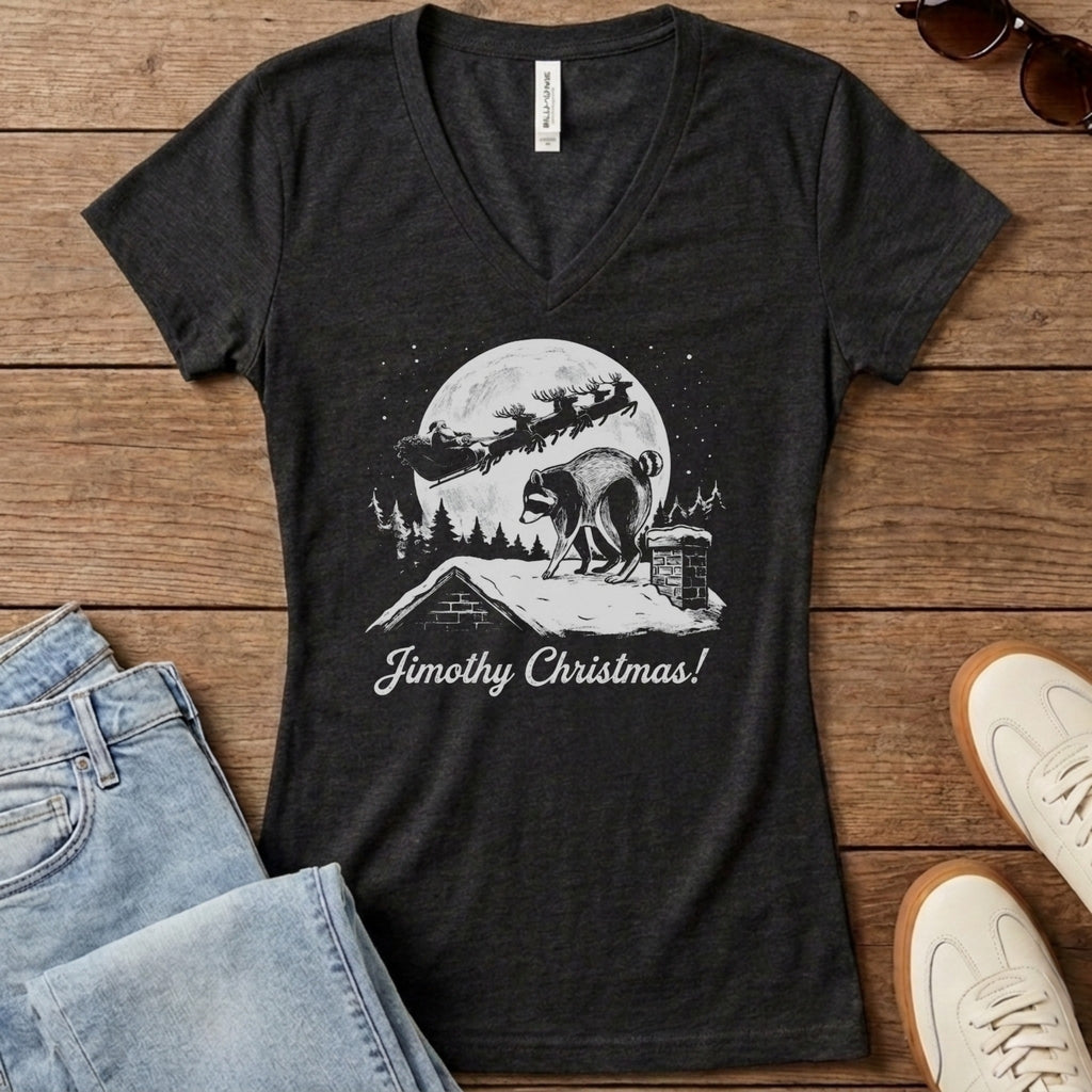 Jimothy Christmas Women's V-Neck - Dark Grey Heather