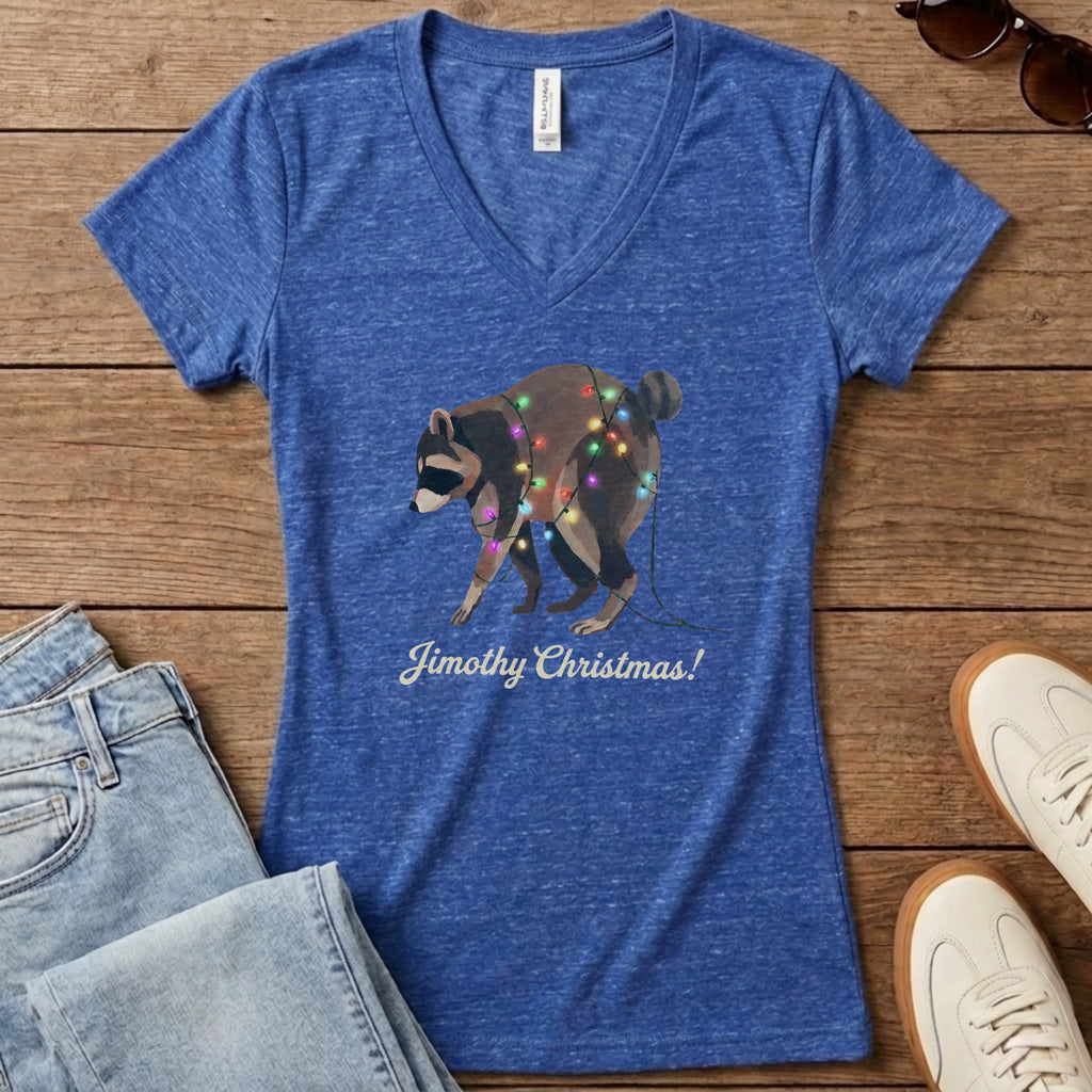 Jimothy Christmas Lights Women's V-Neck - Heather True Royal