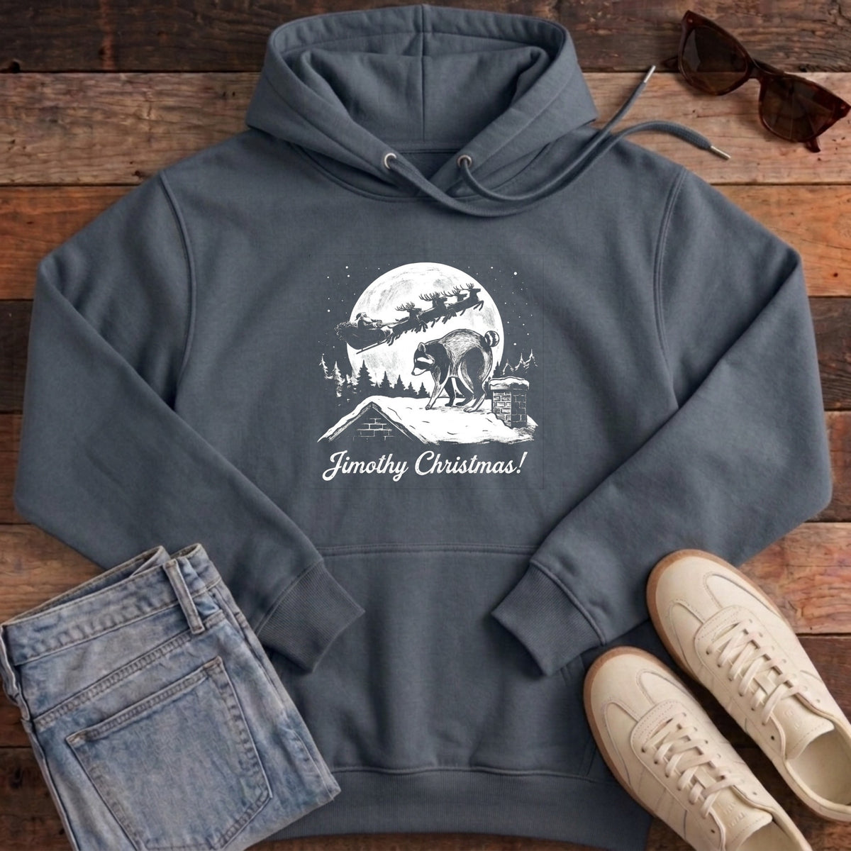 Jimothy Christmas Hoodie - India Ink Grey