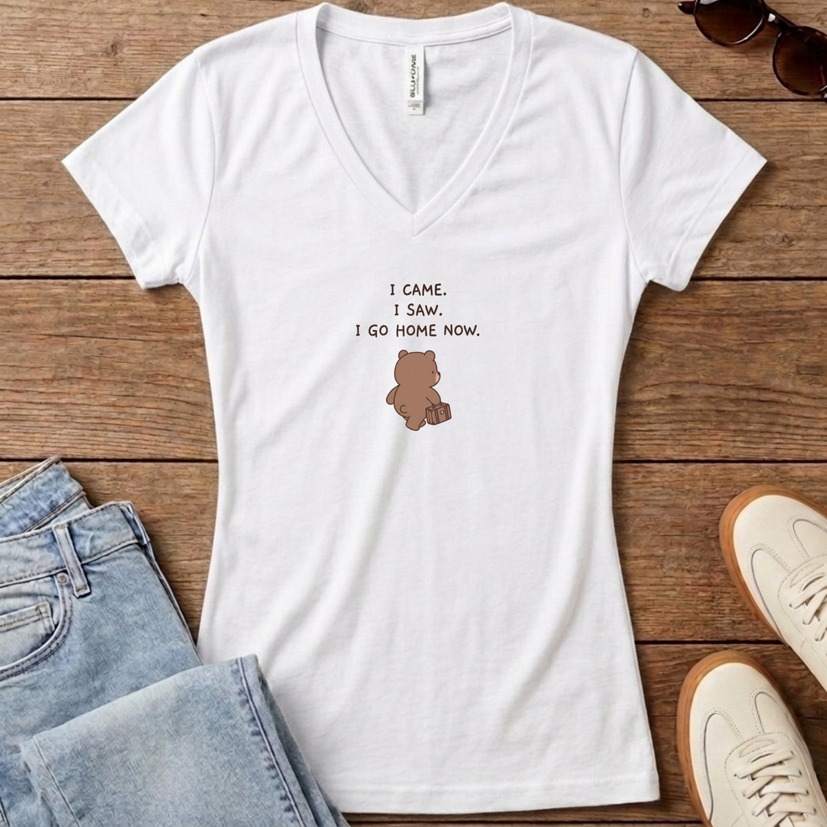 I Came I Saw I Go Home Now Women's V-Neck - Solid White Blend