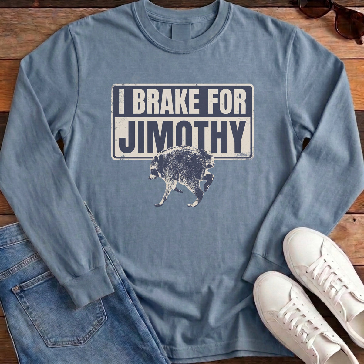 I Brake For Jimothy Long Sleeve - Blue Jean