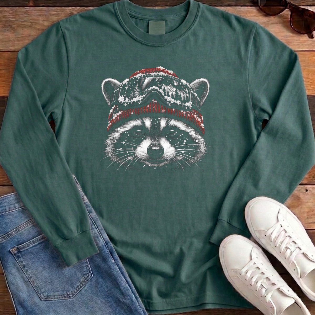 Raccoon Ski Long Sleeve - Blue Spruce