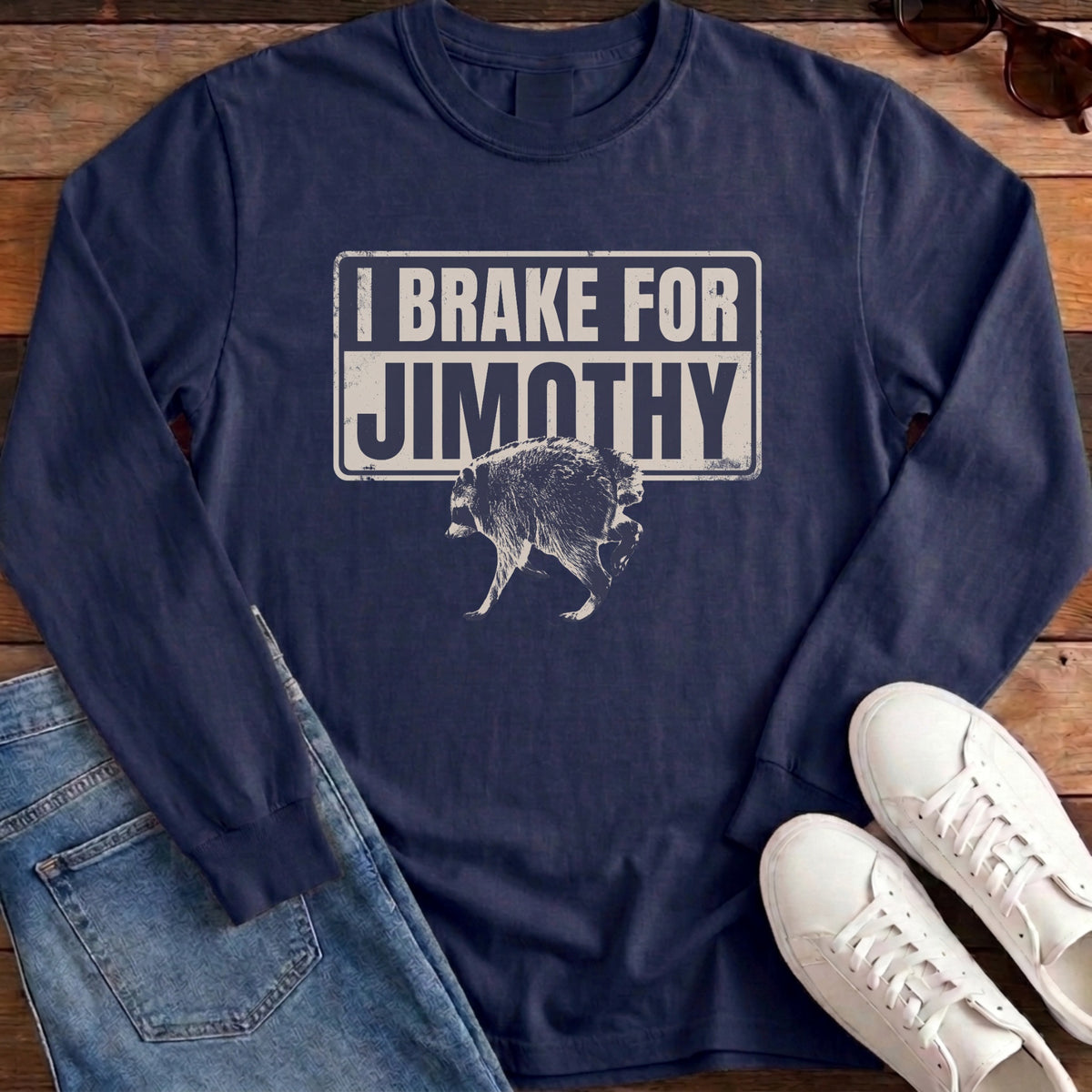 I Brake For Jimothy Long Sleeve - True Navy