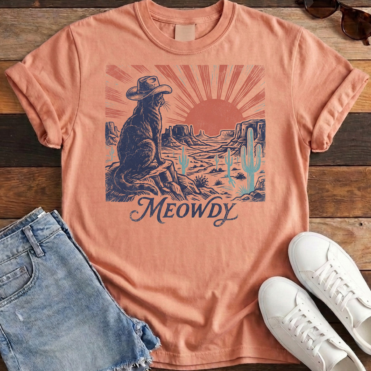 Meowdy Tee - Terracotta