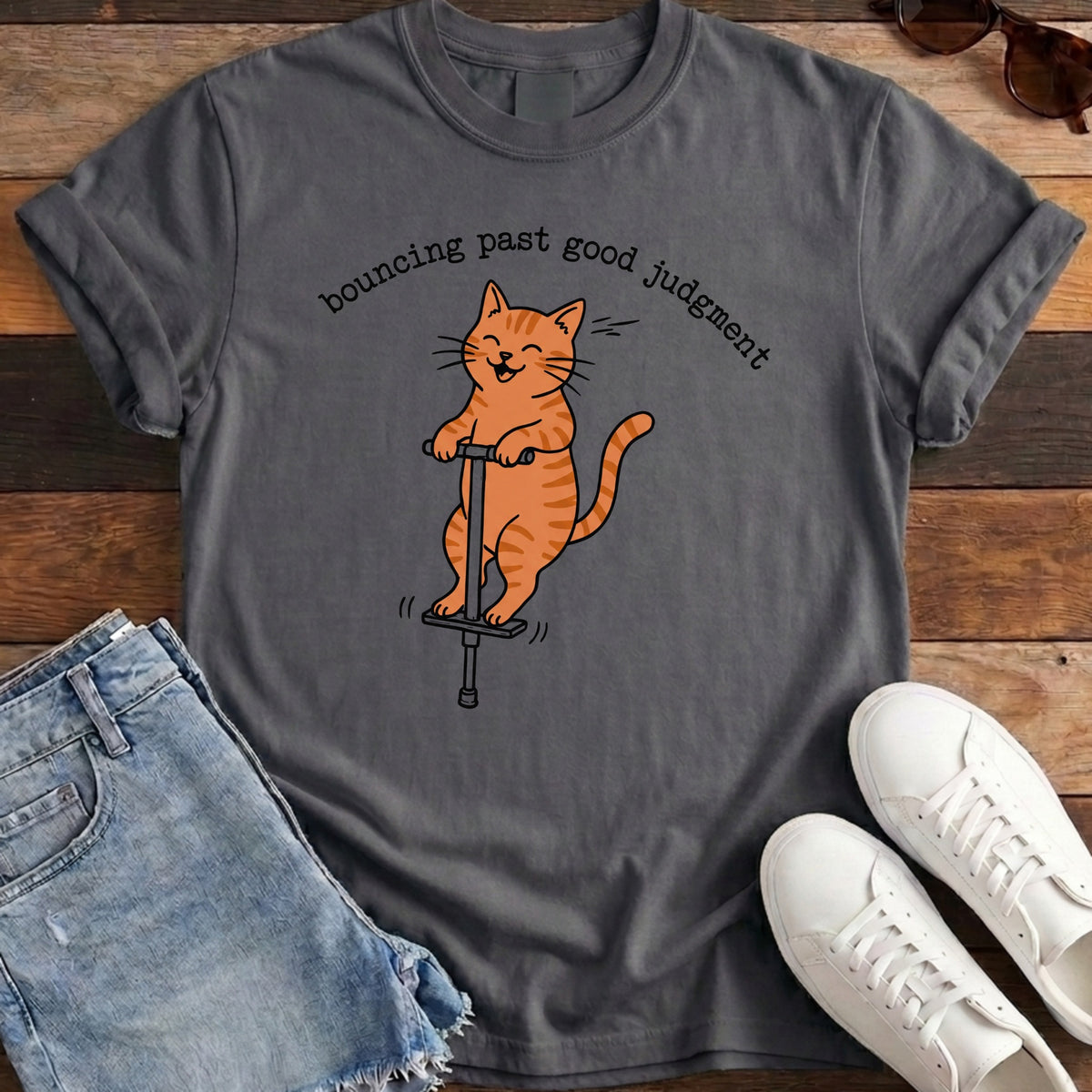 Bouncing Past Good Judgment Tee - Pepper