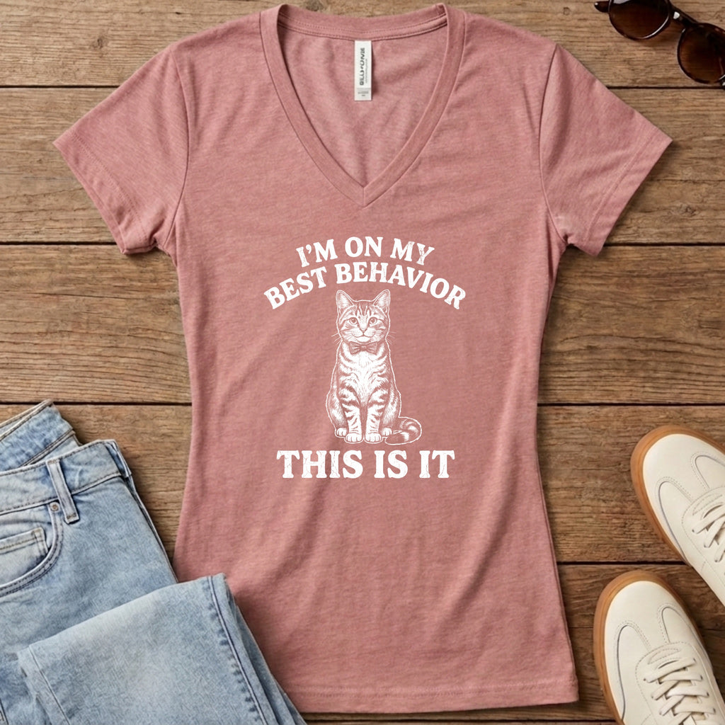 I'm On My Best Behavior Women's V-Neck - Heather Mauve