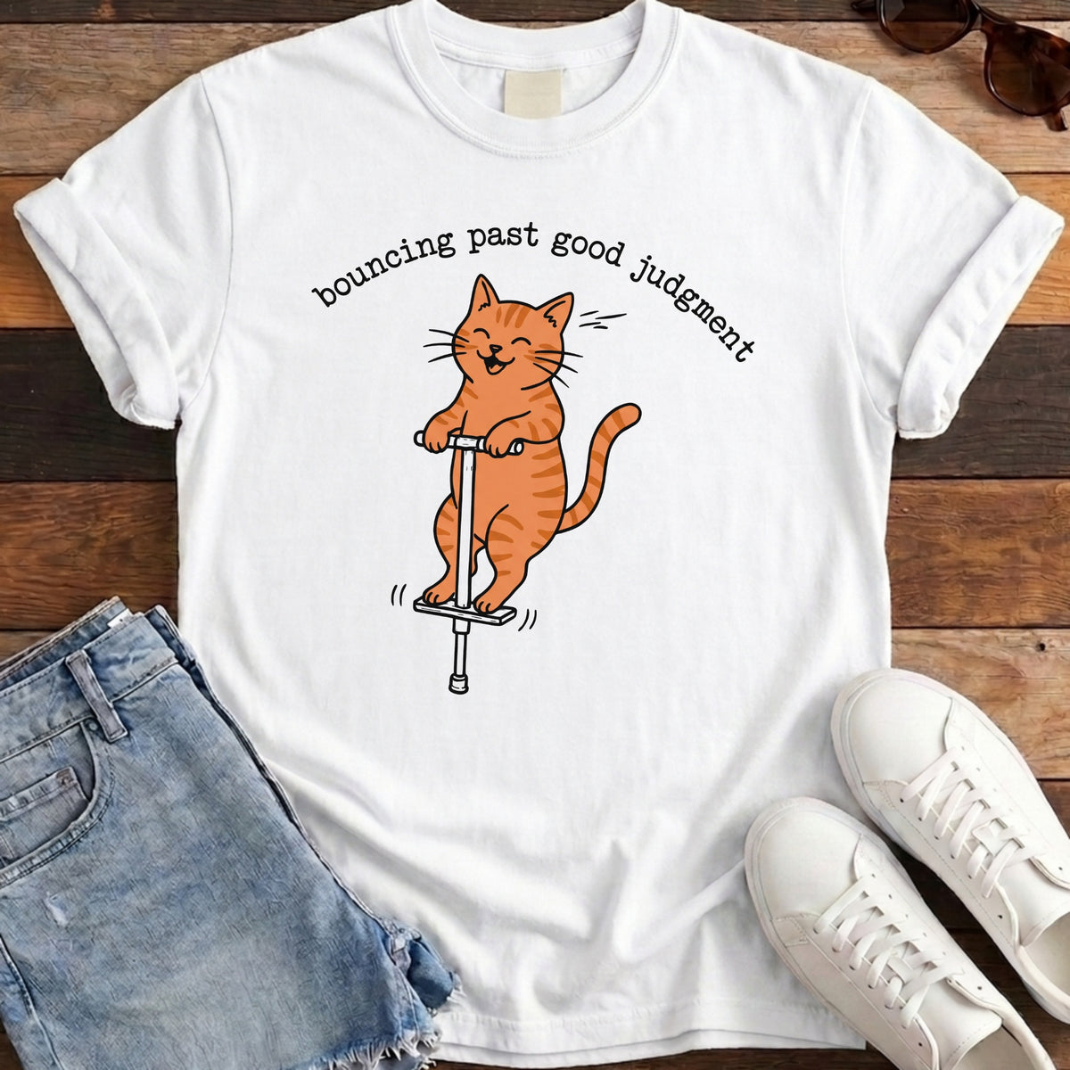 Bouncing Past Good Judgment Tee - White