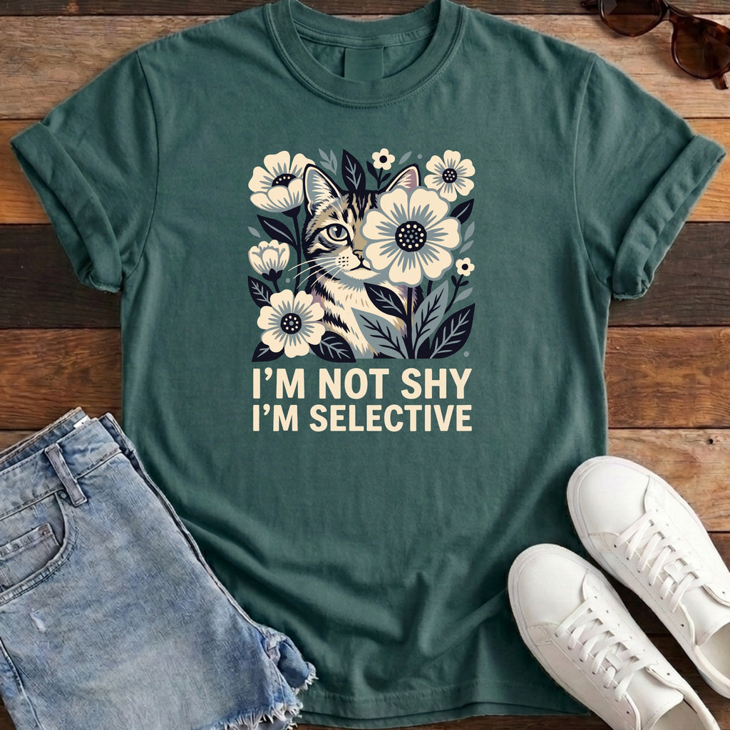 I'm Not Shy I'm Selective Tee - Blue Spruce