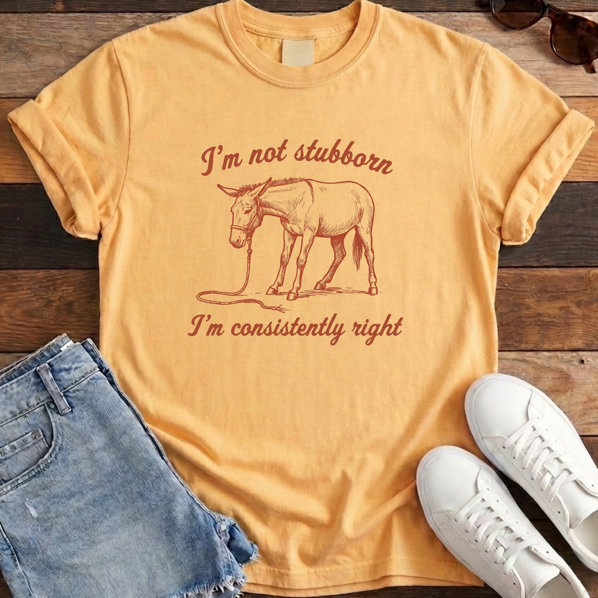I'm Not Stubborn Tee - Citrus
