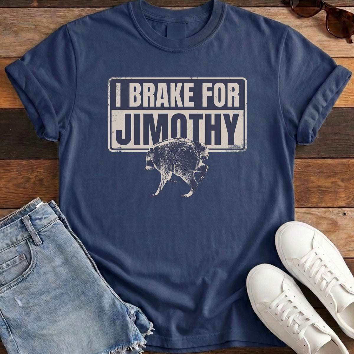 I Brake For Jimothy Tee - Navy