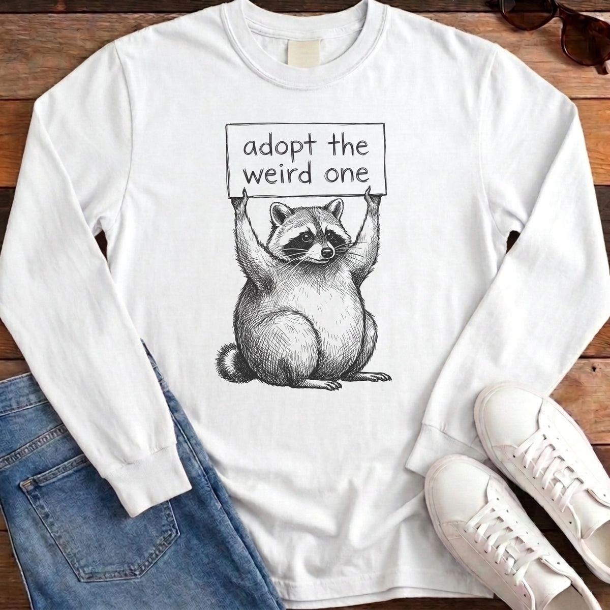 Adopt The Weird One Jimothy Long Sleeve - White