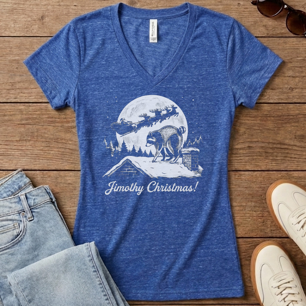 Jimothy Christmas Women's V-Neck - Heather True Royal