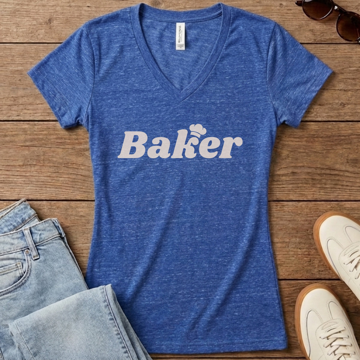 Baker Women's V-Neck - Heather True Royal