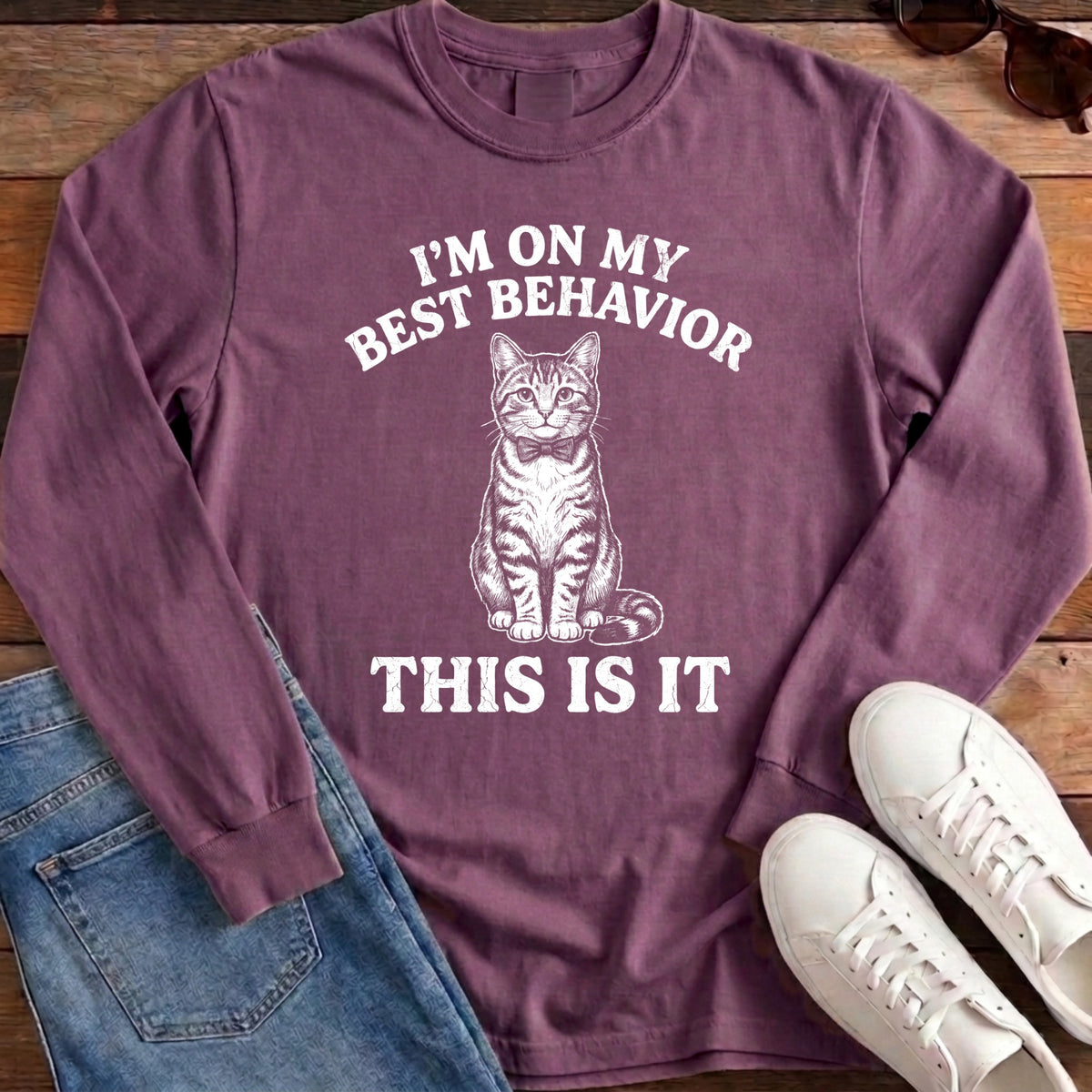 I'm On My Best Behavior Long Sleeve - Berry