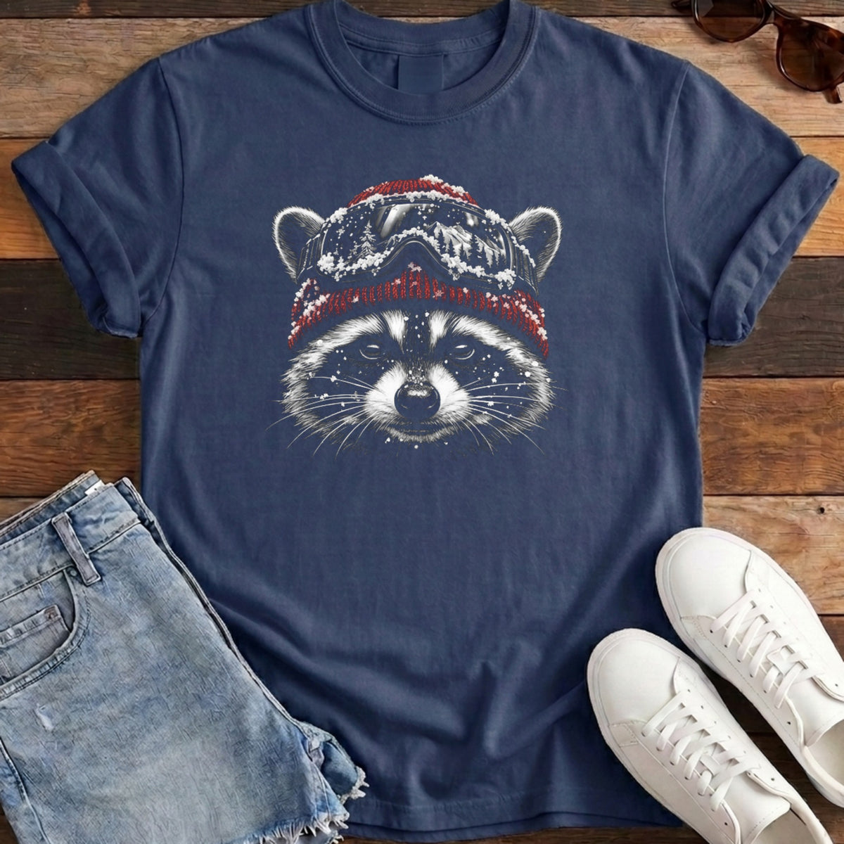 Raccoon Ski Tee - Navy