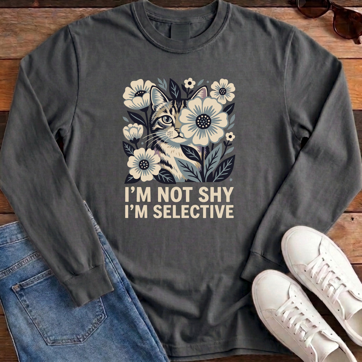 I'm Not Shy I'm Selective Long Sleeve - Pepper
