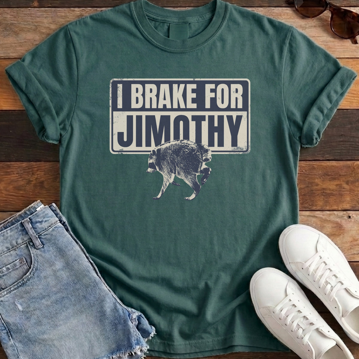 I Brake For Jimothy Tee - Blue Spruce