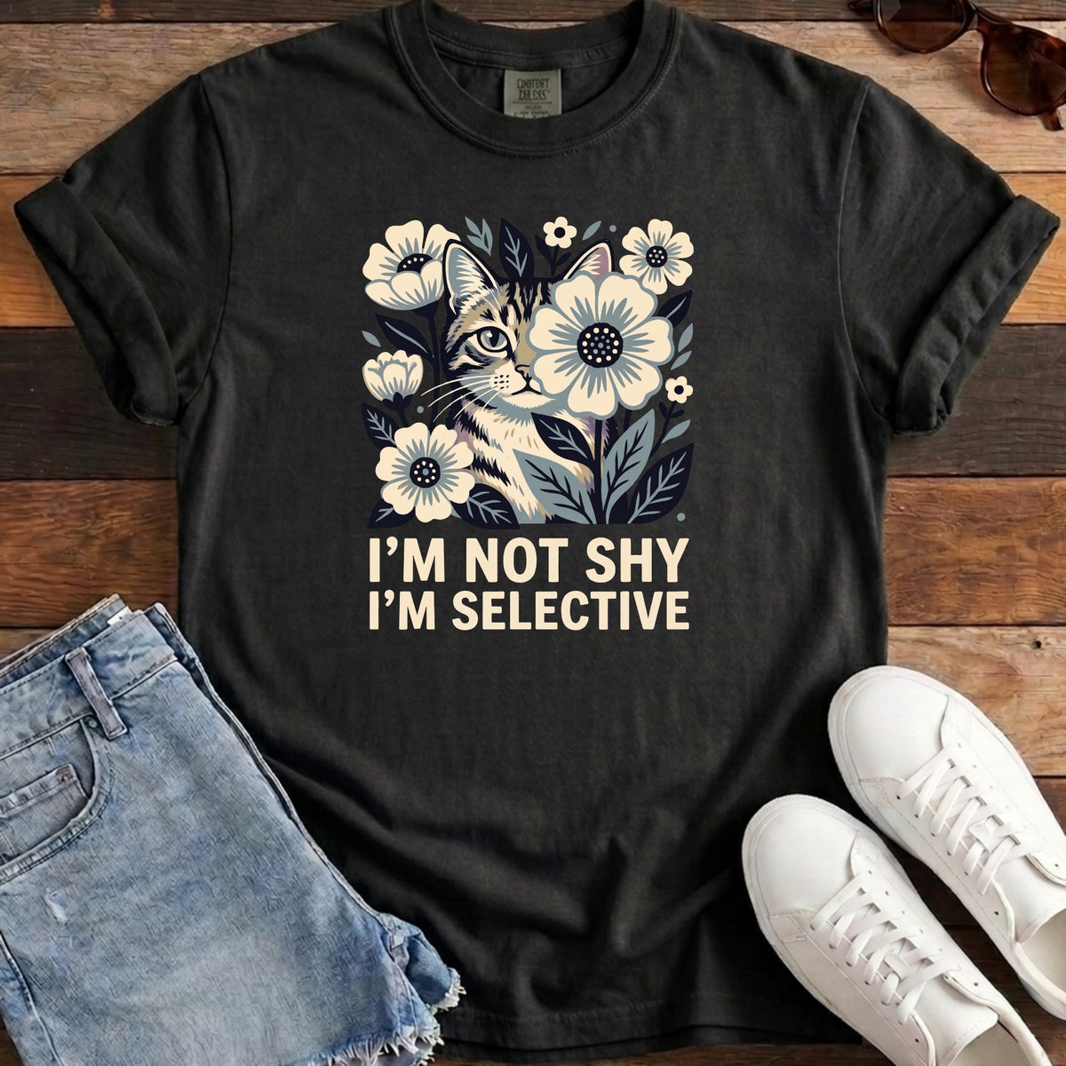 I'm Not Shy I'm Selective Tee - Black