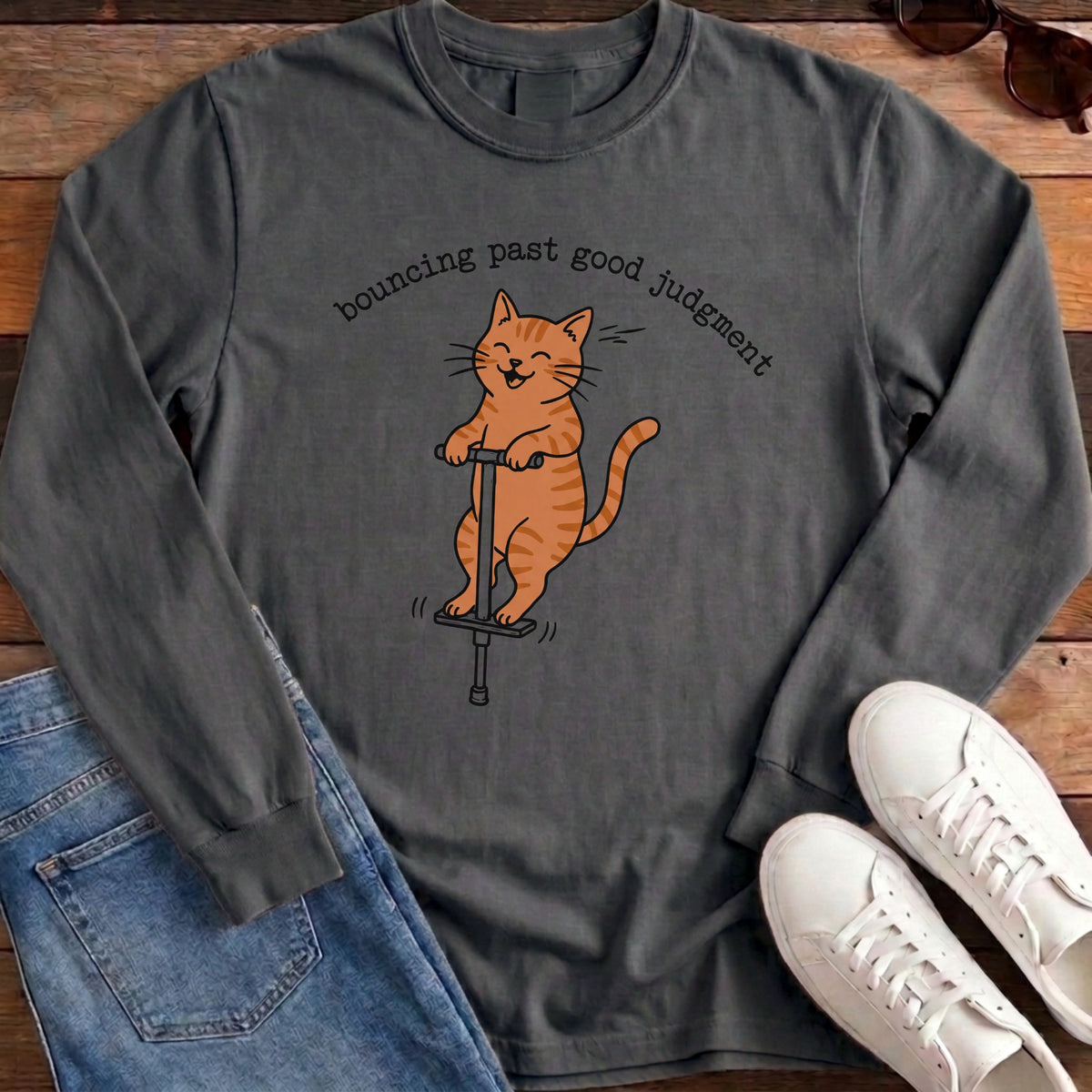 Bouncing Past Good Judgment Long Sleeve - Pepper