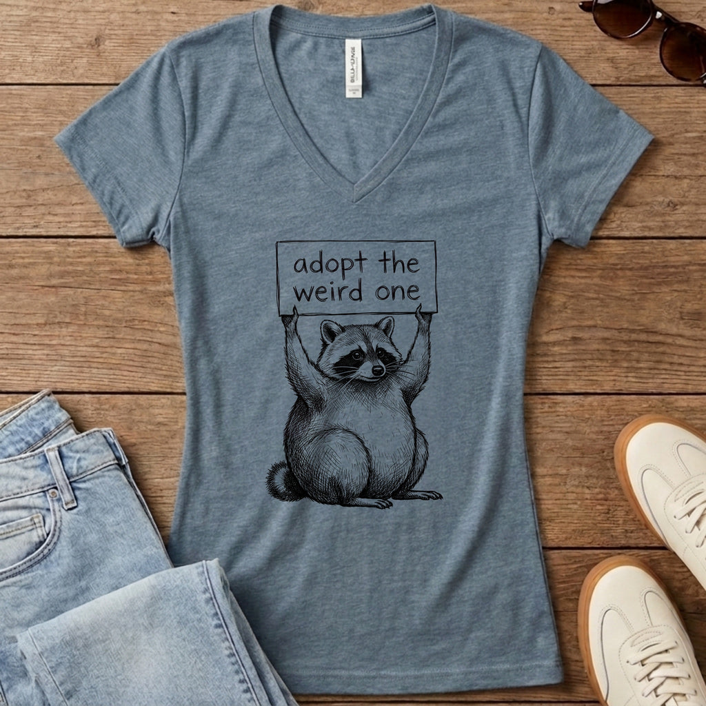 Adopt The Weird One Jimothy Women's V-Neck - Heather Slate