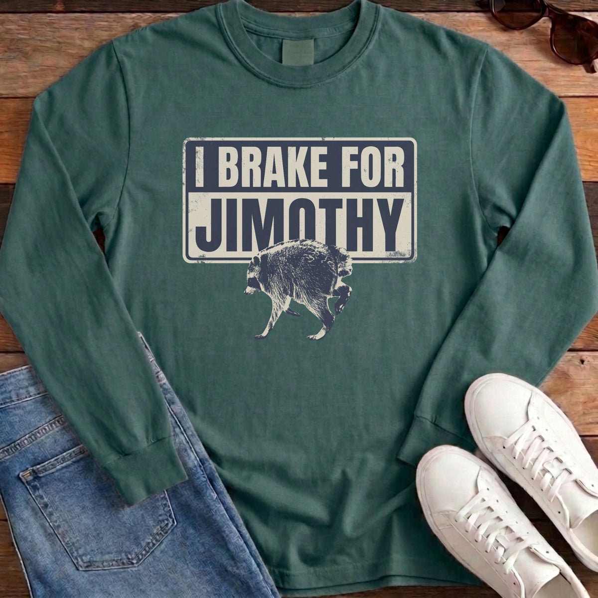 I Brake For Jimothy Long Sleeve - Blue Spruce