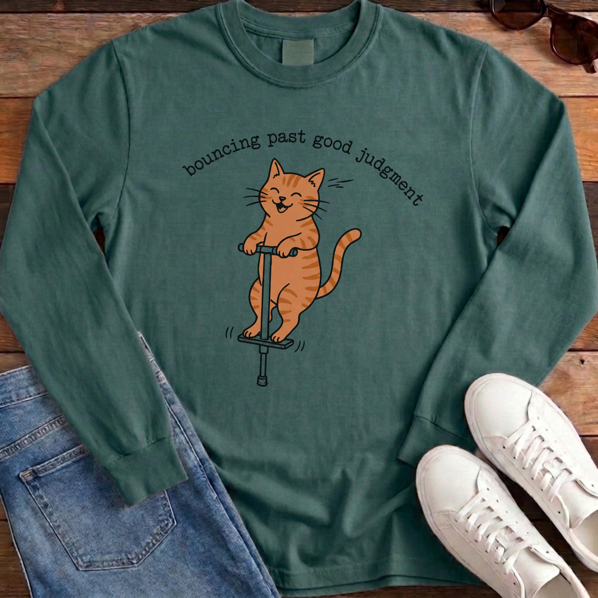 Bouncing Past Good Judgment Long Sleeve - Blue Spruce