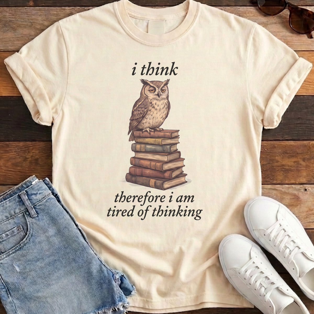 I Think Therefore I Am Tired Of Thinking Tee - Ivory