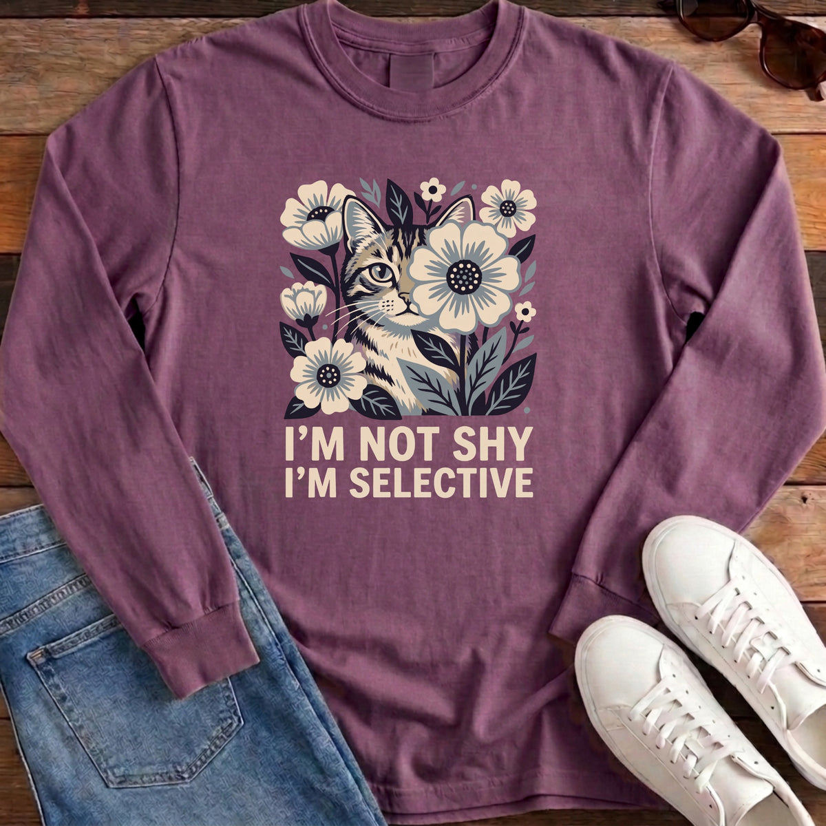 I'm Not Shy I'm Selective Long Sleeve - Berry