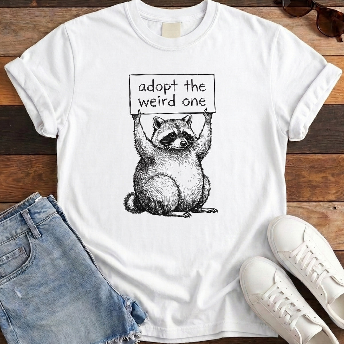 Adopt The Weird One Jimothy Tee - White