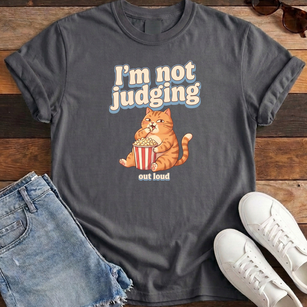 I'm Not Judging Popcorn Cat Tee - Pepper
