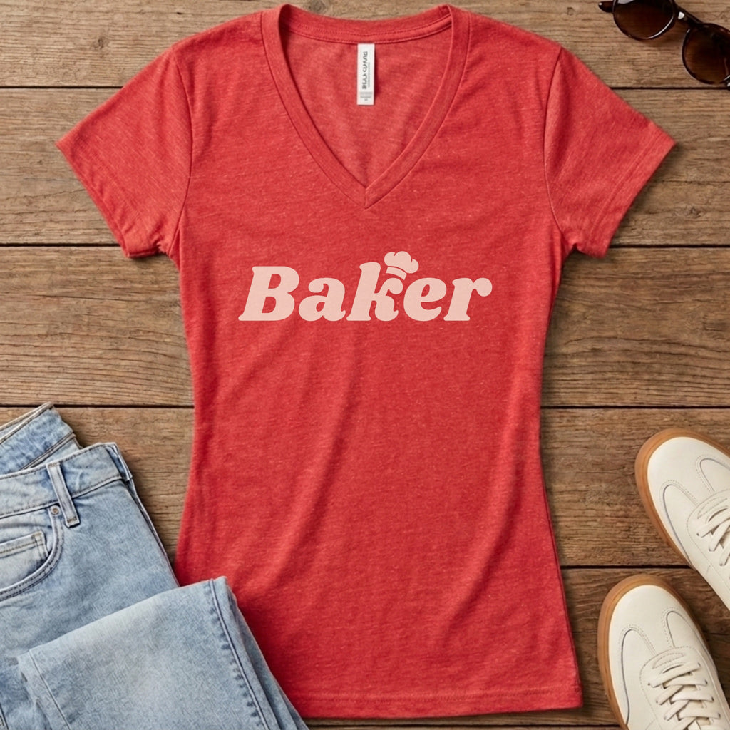 Baker Women's V-Neck - Heather Red