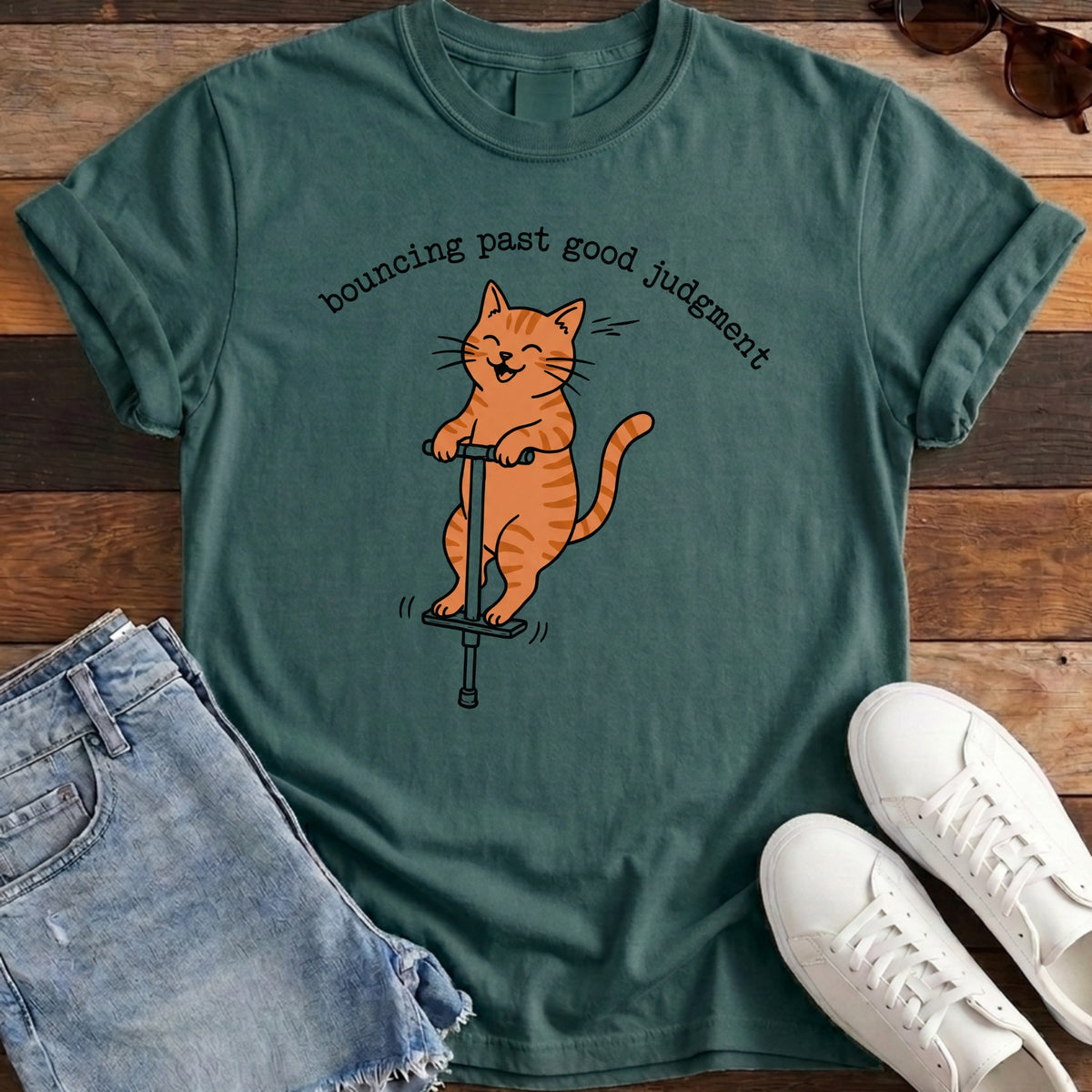 Bouncing Past Good Judgment Tee - Blue Spruce