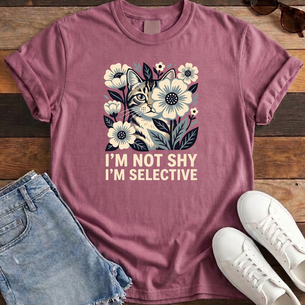 I'm Not Shy I'm Selective Tee - Berry