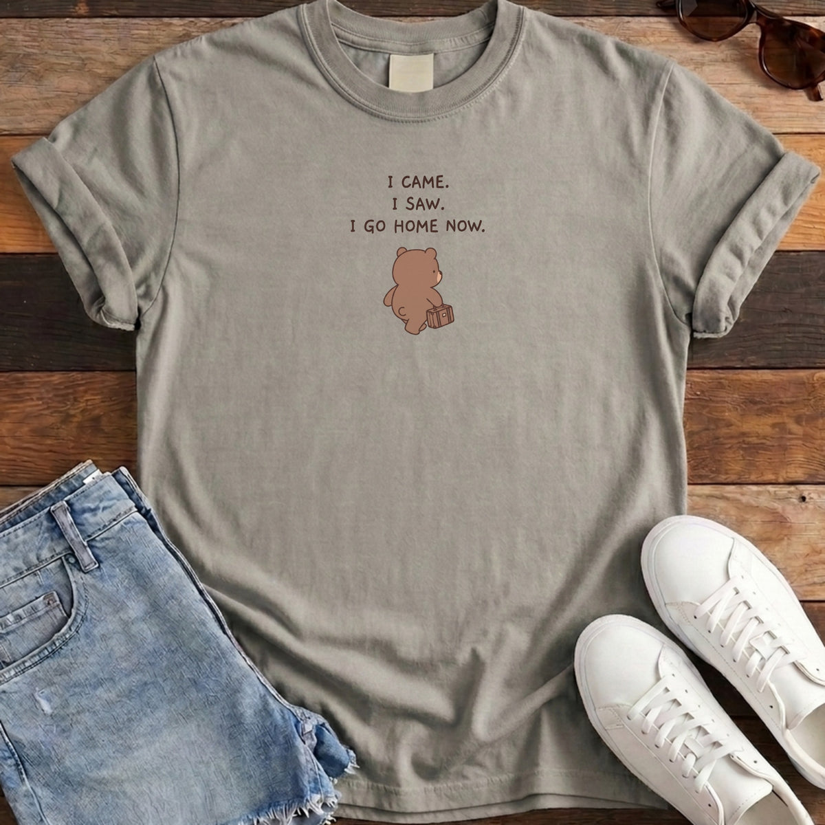 I Came I Saw I Go Home Now Tee - Grey