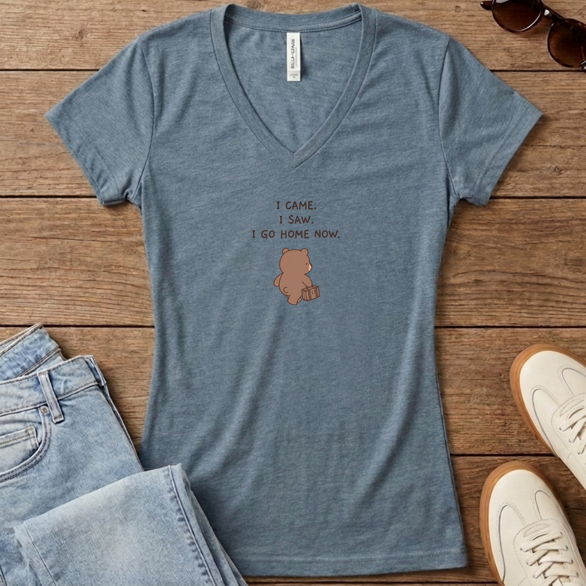I Came I Saw I Go Home Now Women's V-Neck - Heather Slate