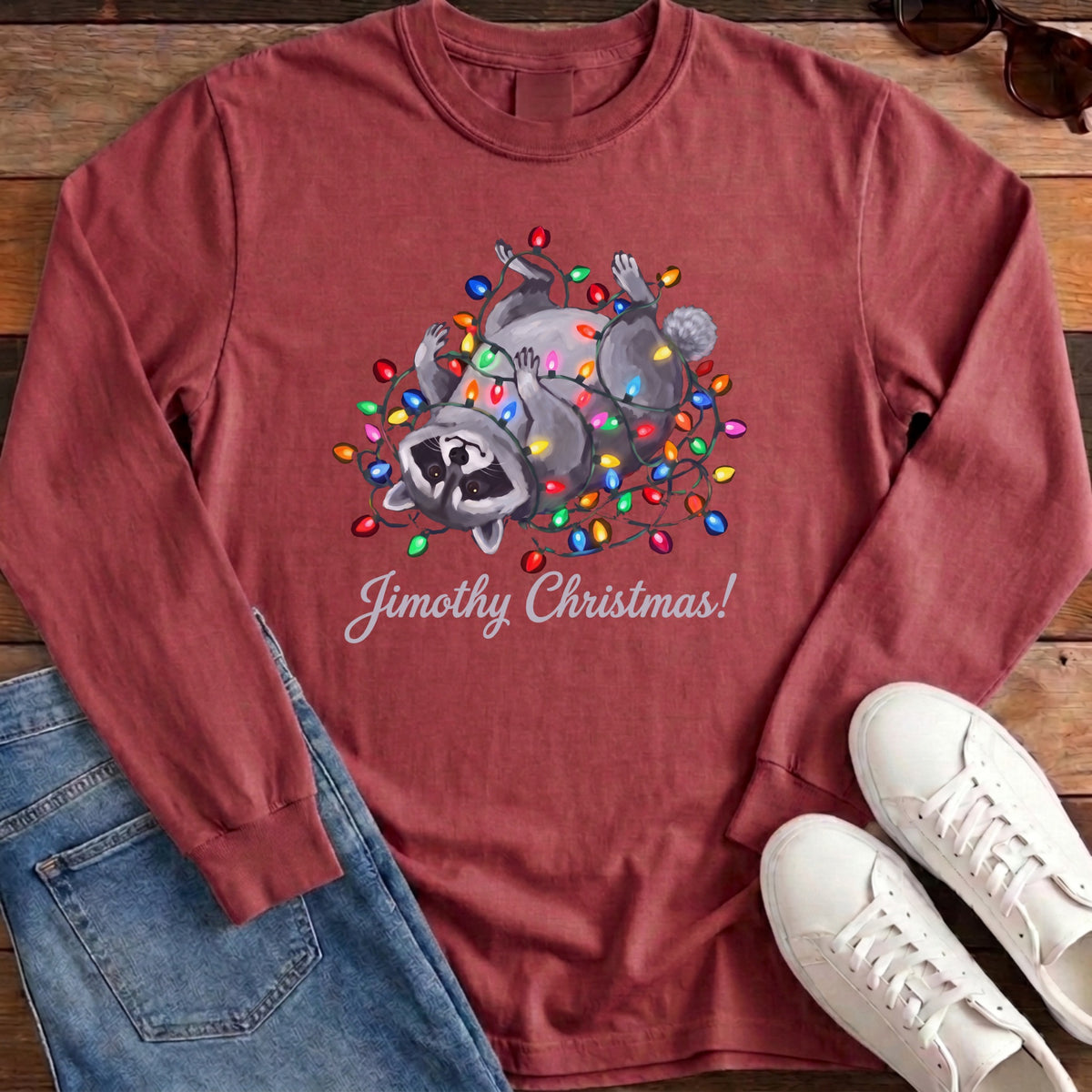 Jimothy Christmas Tangled Long Sleeve - Crimson