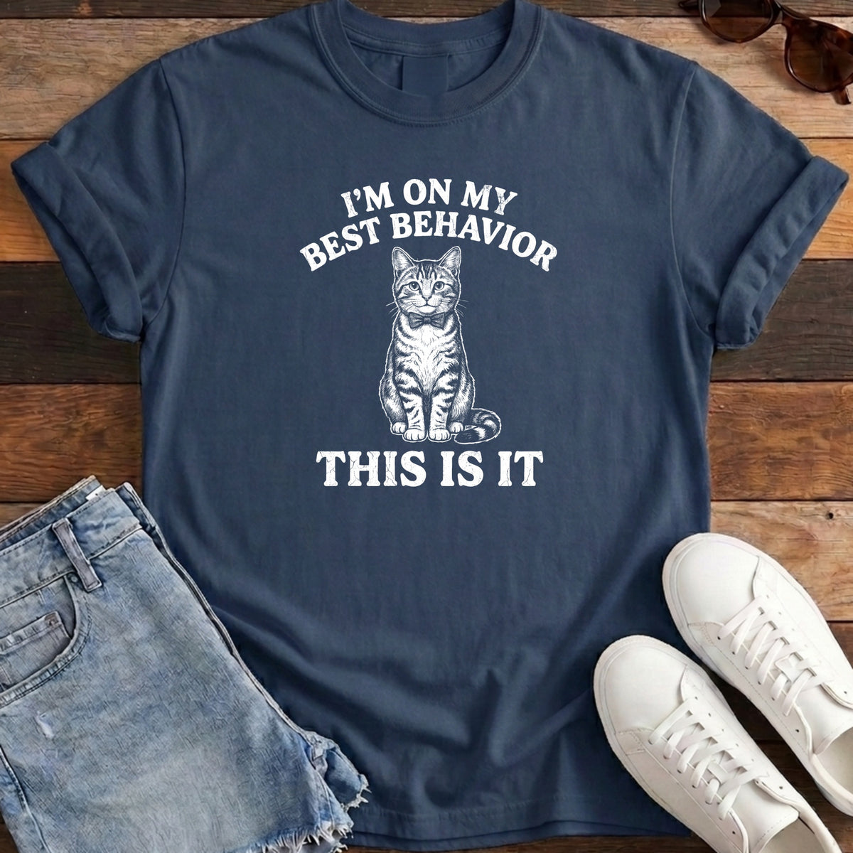 I'm On My Best Behavior Tee - True Navy