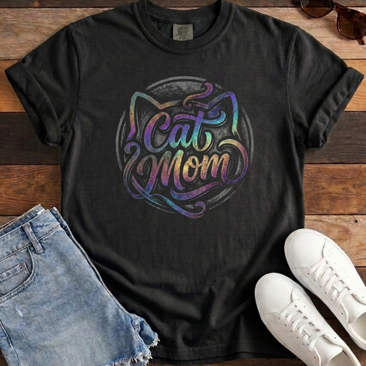 Cat Mom Tee - Black