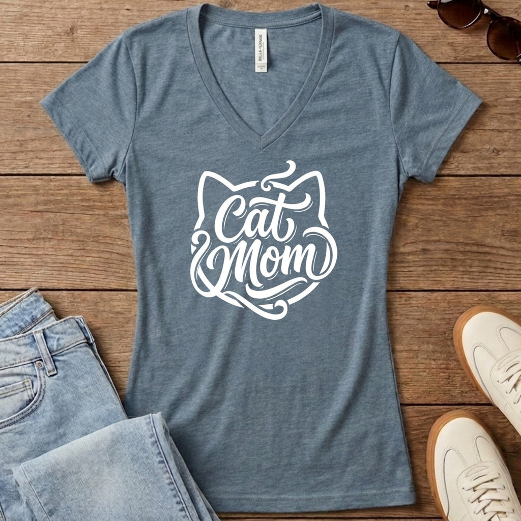 Cat Mom Classic Women's V-Neck - Heather Slate