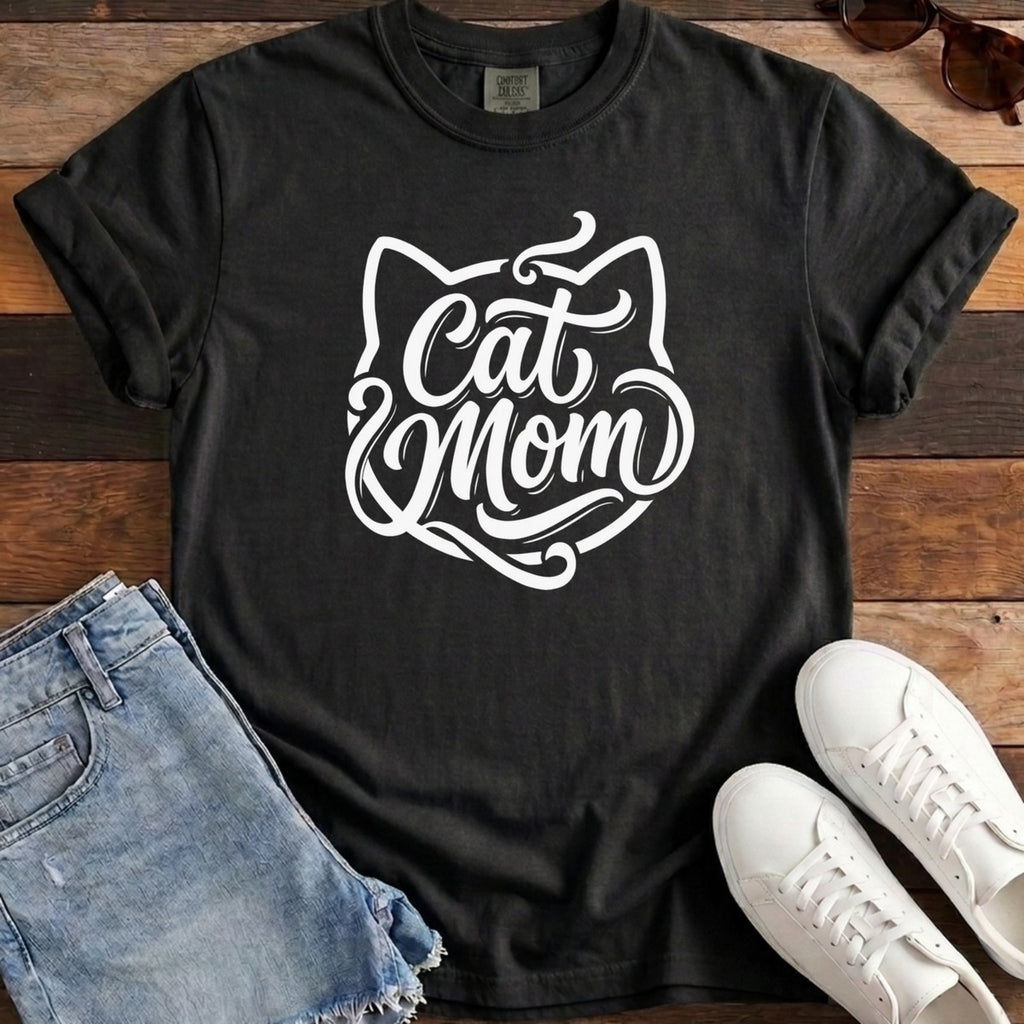 Cat Mom Classic Tee - Black