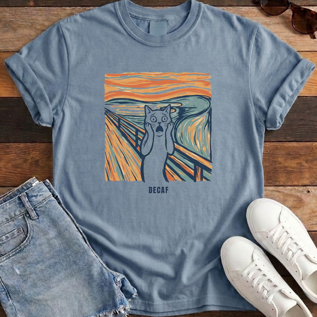 Decaf Artistic Cat Tee - Blue Jean