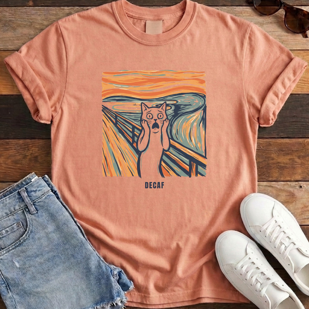 Decaf Artistic Cat Tee - Terracotta